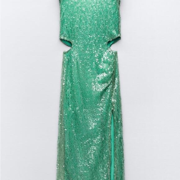 ZARA BLOGGER FAVORITE CUT OUT SEQUIN MIDI DRESS - Picture 14 of 16